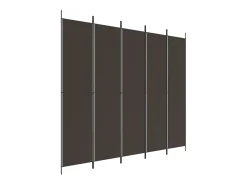Mampara divisoria de 5 paneles Marrón 250x220 cm Tela