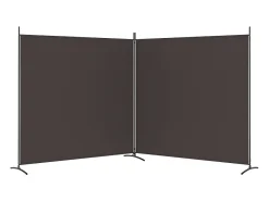 Mampara divisoria de 2 paneles Marrón 348x180 cm Tela