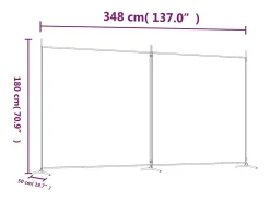 Mampara divisoria de 2 paneles Marrón 348x180 cm Tela