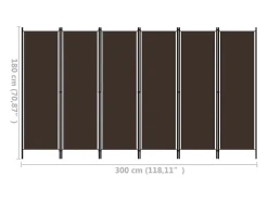 Mampara divisoria de 6 paneles Marrón 300x180 cm