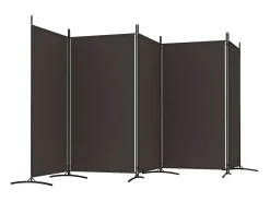 Mampara divisoria de 5 paneles Marrón 433x180 cm Tela