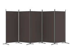 Mampara divisoria de 5 paneles Marrón 433x180 cm Tela