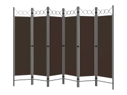 Mampara divisoria de 6 paneles Marrón 240x180 cm