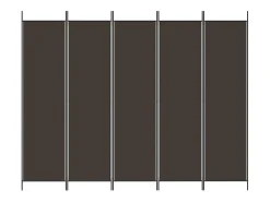 Mampara divisoria de 5 paneles Marrón 250x200 cm Tela