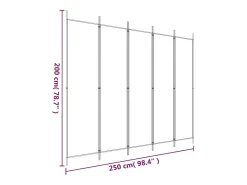 Mampara divisoria de 5 paneles Marrón 250x200 cm Tela
