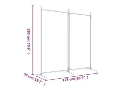 Mampara divisoria de 2 paneles Marrón 175x180 cm Tela