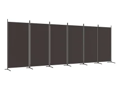 Mampara divisoria de 6 paneles Marrón 520x180 cm Tela
