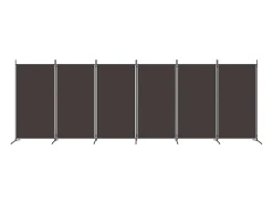 Mampara divisoria de 6 paneles Marrón 520x180 cm Tela