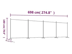Mampara divisoria de 4 paneles Marrón 698x180 cm Tela