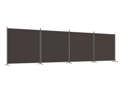 Mampara divisoria de 4 paneles Marrón 698x180 cm Tela