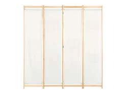 Mampara divisoria de 4 paneles Crema 160x170x4 cm Tela