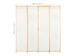Mampara divisoria de 4 paneles Crema 160x170x4 cm Tela
