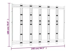 Mampara plegable 6 paneles 240 cm Bambú y lona