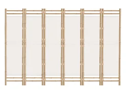 Mampara plegable 6 paneles 240 cm Bambú y lona
