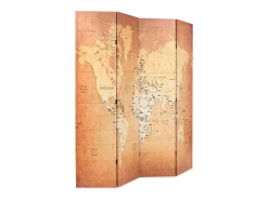 Mampara plegable 160 x 170 cm Mapa del Mundo Amarillo