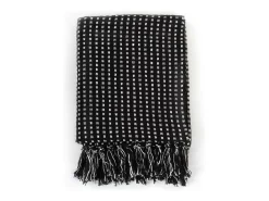 Manta a cuadros de algodón negro 160x210 cm ES627783
