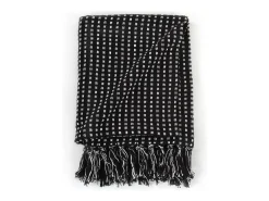 Manta a cuadros de algodón negro 125x150 cm ES440354
