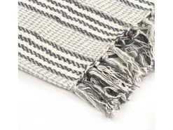 Manta a rayas de algodón gris y blanco 125x150 cm ES891306