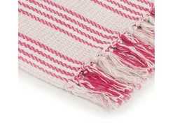 Manta a rayas de algodón rosa y blanco 125x150 cm ES200381