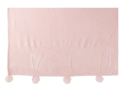 Manta con pompón de poliéster rosa empolvado de 170x130cm