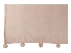Manta con pompones de poliéster beige oscuro 173x126cm