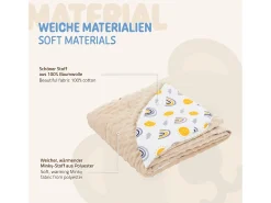 Manta de algodón con capucha para bebé para asiento de coche o cochecito arcoíris/beige