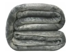 Manta de Microflanela Gris 220x240 cm en Microfibra de Poliéster