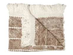 Manta de Punto Trenzado Taupe con Flecos 120x150 cm 100% Poliéster Confort Cocooning