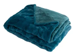 Manta plaid azul verdoso oscuro 130x170cm MINNOR - SACASA