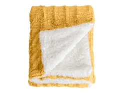 Manta plaid bitono amarilla y blanca 180x220cm BERGIL - SACASA