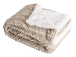 Manta plaid bitono beige y blanco 130x170cm BERGIL - SACASA