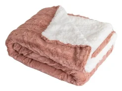Manta plaid bitono rosa y blanco 130x170cm BERGIL - SACASA