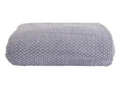Manta plaid gris claro texturizado con flecos 130x170cm DENARLA - SACASA