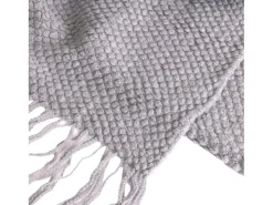 Manta plaid gris claro texturizado y con flecos 180x220cm DENARLA - SACASA