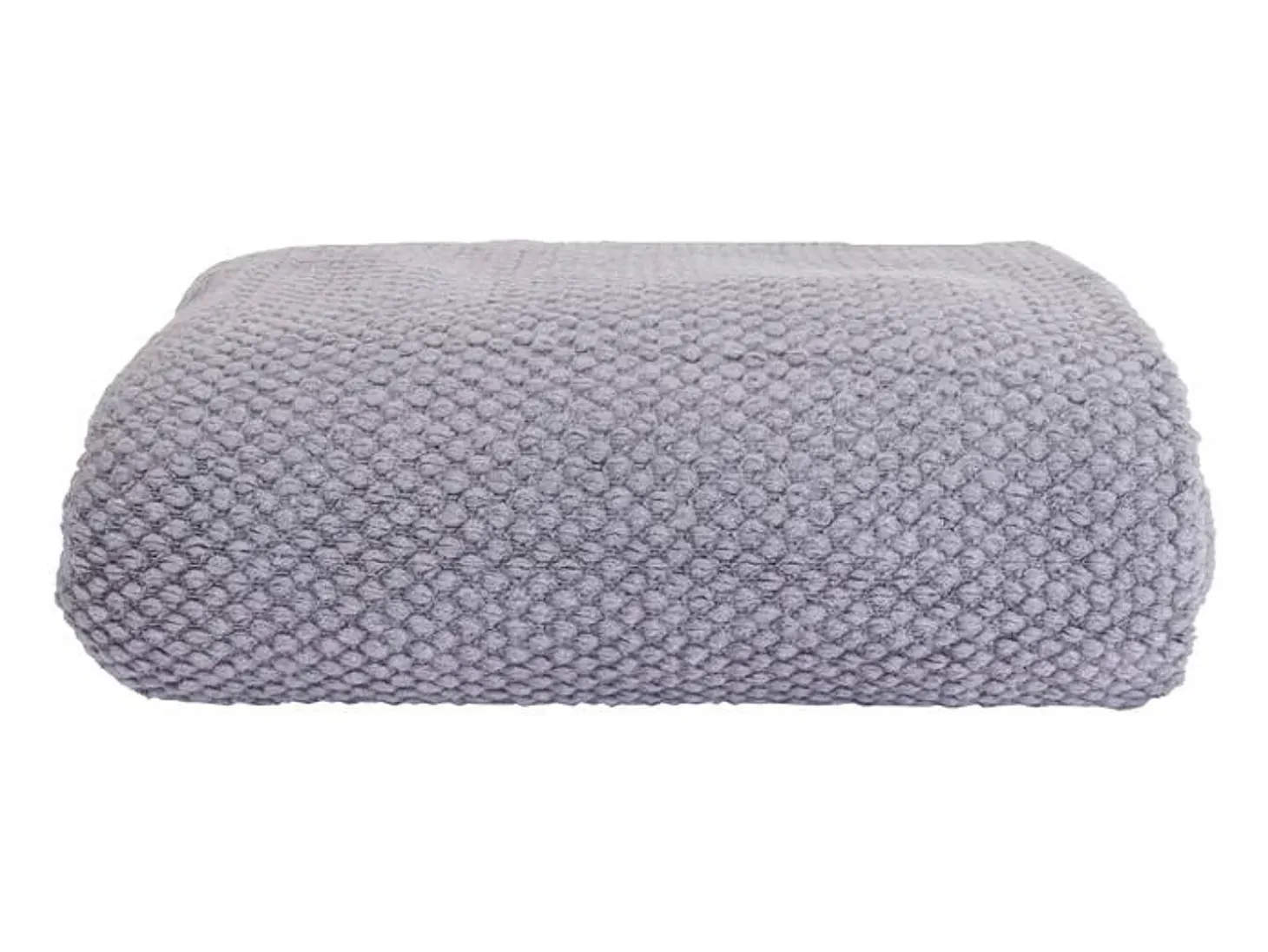 Manta plaid gris claro texturizado y con flecos 180x220cm DENARLA - SACASA