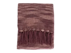 Manta plaid morado ciruela con flecos 130x170cm ANEVIK - SACASA