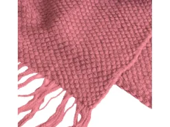 Manta plaid rosa frambuesa texturizado y con flecos 130x170cm DENARLA - SACASA