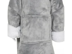 Manta Sudadera con Capucha Infantil Oso Gris 60x95 cm Suave y Cálida Atmosphera