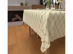 Mantel festivo rectangular antimanchas de puro algodón 160x300 cm oro CELESTE, por Soleil d'Ocre