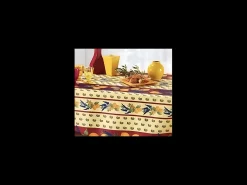 Mantel provenzal rectangular o redondo de poliéster antimanchas Rojo limón 150 x 240 cm