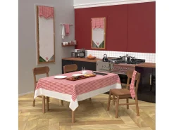 Mantel rectangular de algodón antimanchas 140x240 cm rojo VICHY, por Soleil d'Ocre