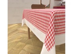 Mantel rectangular de algodón antimanchas 140x240 cm rojo VICHY, por Soleil d'Ocre