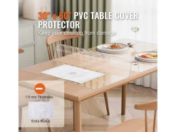 Mantel SucceBuy Protección de Mesa en PVC, 76 X 152 CM, Manguito en Plástico Transparente, 0.15CM de Grosor