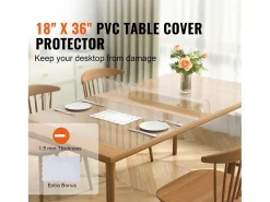 Mantel Transparente SucceBuy Protector de Mesa de PVC de 46 x 91 cm, Cubierta de Pl谩stico Transparente para Escritorio, 1,5 mm de Grosor