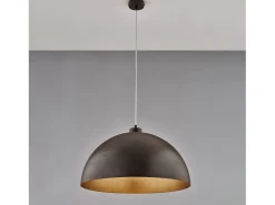 Marcus - Lámpara colgante negra Ø50 con efecto óxido, interior dorado y cable ajustable, 1 luz