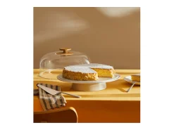 Mattina, Soporte para tartas de cerámica con campana de PMMA, Alessi