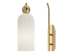 Maytoni Antic Lámpara de pared moderna dorada, pantalla de cristal blanco