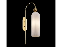 Maytoni Antic Lámpara de pared moderna dorada, pantalla de cristal blanco