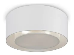 Maytoni Bergamo Plafón cilíndrico moderno de 3 luces blanco, pantalla transparente y blanca, E27