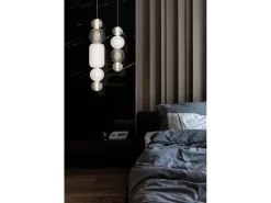 Maytoni Collar Lámpara de techo colgante de cromo LED integrada con collar moderno Pantalla de vidrio